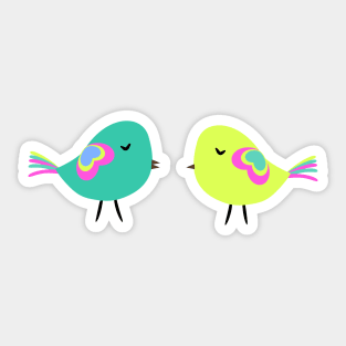 Colorful birds on wires Sticker